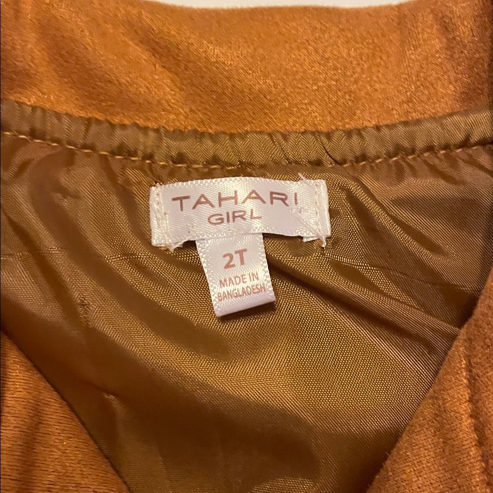 Tahari Toddler Girl Size 2T Tan Faux Suede Moto Inspired Jacket - Picture 2 of 6
